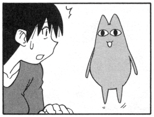 panel with other of the girls and the cat with the weird eyes (sorry idk anyone's name yet);